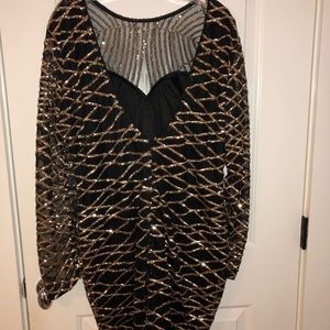 Gold and Black Sequin Dress